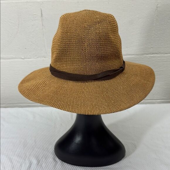 WYETH Brown Part Paper Panama Style Hat One Size - Picture 1 of 9